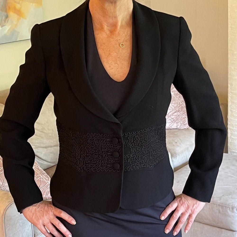 Trending Holiday Season - Vintage Black Zelda Blazer, Embellished Waist. Size 8.